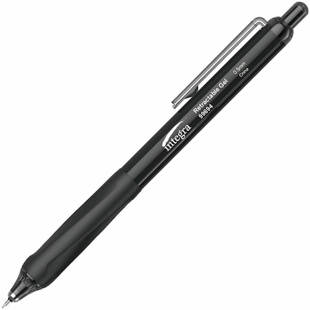 Integra Silent Retractable Gel Pens, 0.5 mm Point Size, Black, PK12 ITA99694